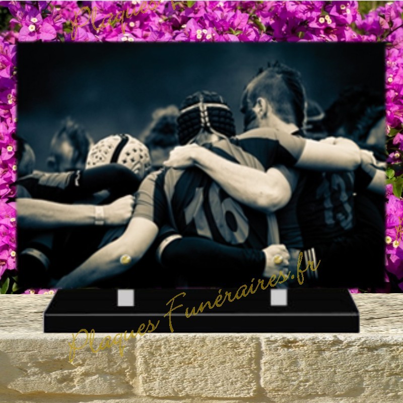 PLAQUE FUNÉRAIRE PLEXI RUGBY 02140