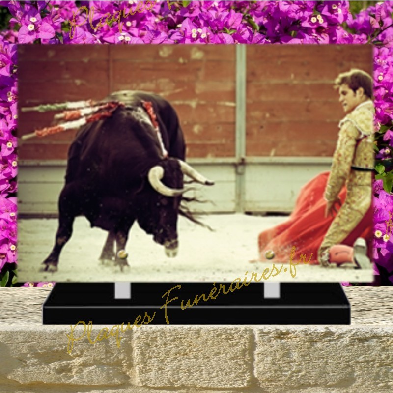 PLAQUE FUNÉRAIRE PLEXI CORRIDA TOREADOR 02156 PLAQUE FUNÉRAIRE PLEXI CORRIDA TOREADOR 02156