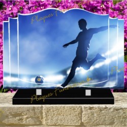 PLAQUE FUNÉRAIRE LIVRE PLEXI FOOTBALL FOOTBALLEUR 02136