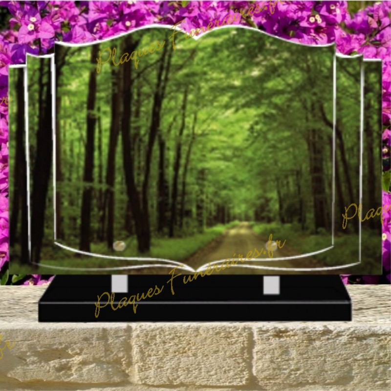 PLAQUE FUNÉRAIRE LIVRE PLEXI PAYSAGE FORET 0289 PLAQUE FUNÉRAIRE LIVRE PLEXI PAYSAGE FORET 0289