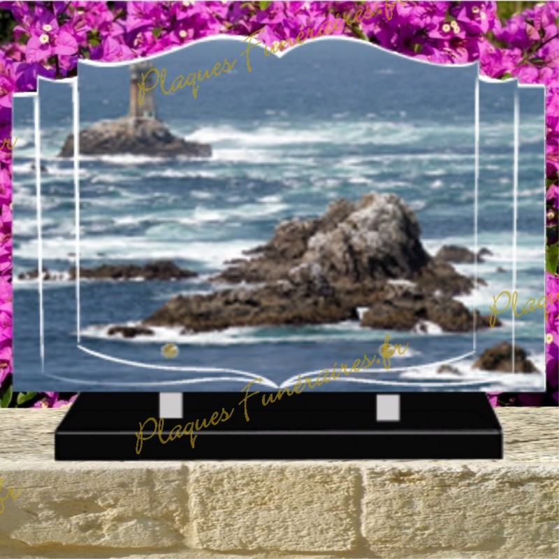 PLAQUE FUNÉRAIRE LIVRE PLEXI MER PHARE 0281