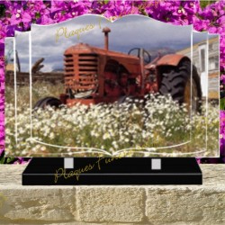 PLAQUE FUNÉRAIRE LIVRE PLEXI TRACTEUR 0266