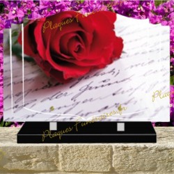 PLAQUE FUNÉRAIRE LIVRE PLEXI ROSE ROUGE 0229