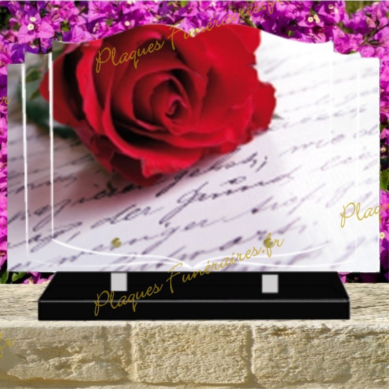 PLAQUE FUNÉRAIRE LIVRE PLEXI ROSE ROUGE 0229 PLAQUE FUNÉRAIRE LIVRE PLEXI ROSE ROUGE 0229