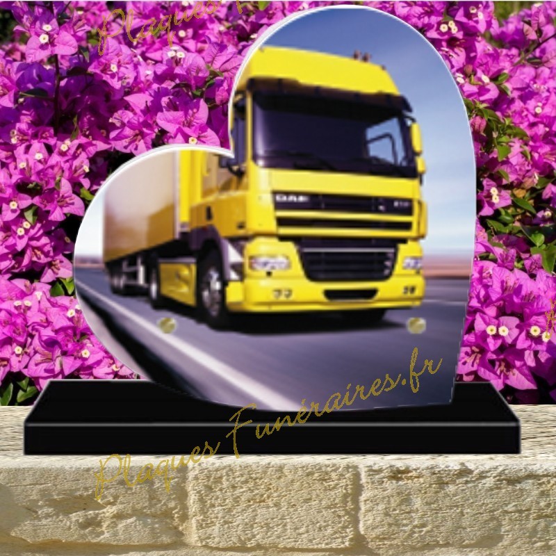 PLAQUE FUNÉRAIRE COEUR PLEXI POIDS LOURDS 02128