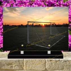 PLAQUE FUNÉRAIRE PLEXI TERRAIN FOOTBALL