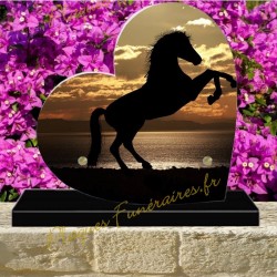 PLAQUE FUNÉRAIRE COEUR PLEXI CHEVAUX 306