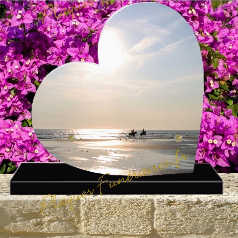 Plaque Funéraire Cœur Personnalisable - Plexiglas 6mm | Motif Arbre Et Banc | 20x20 Cm | Fixation Adhésive Ou Pieds
