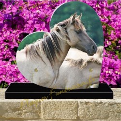 PLAQUE FUNÉRAIRE COEUR PLEXI CHEVAUX 0315