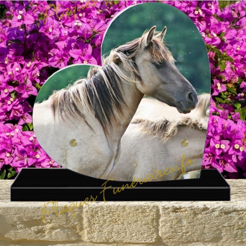 PLAQUE FUNÉRAIRE COEUR PLEXI CHEVAUX 0315 PLAQUE FUNÉRAIRE COEUR PLEXI CHEVAUX 0315