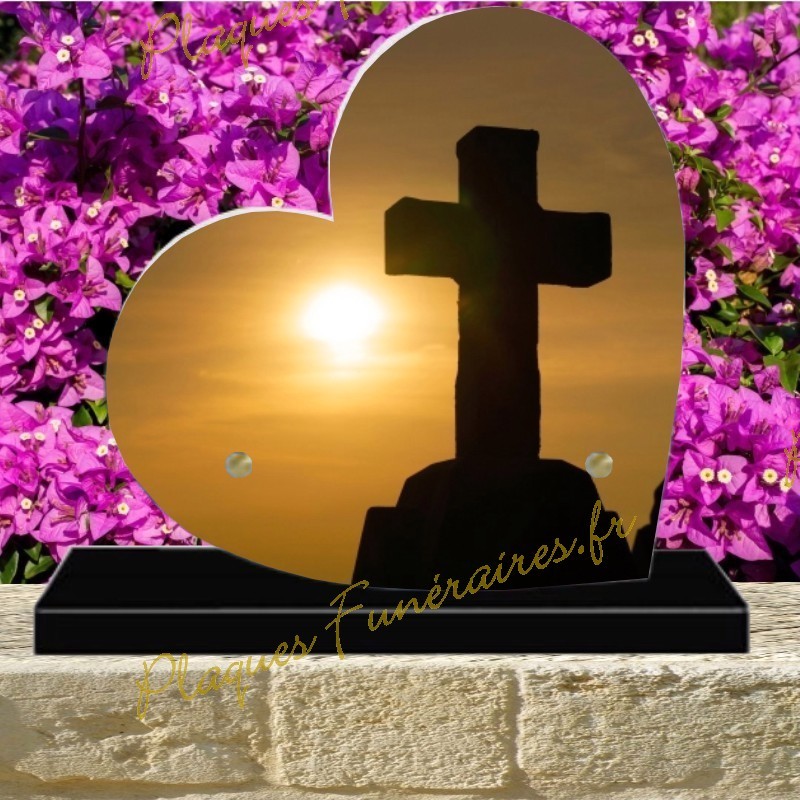 PLAQUE FUNÉRAIRE COEUR PLEXI CROIX 00604 PLAQUE FUNÉRAIRE COEUR PLEXI CROIX 00604
