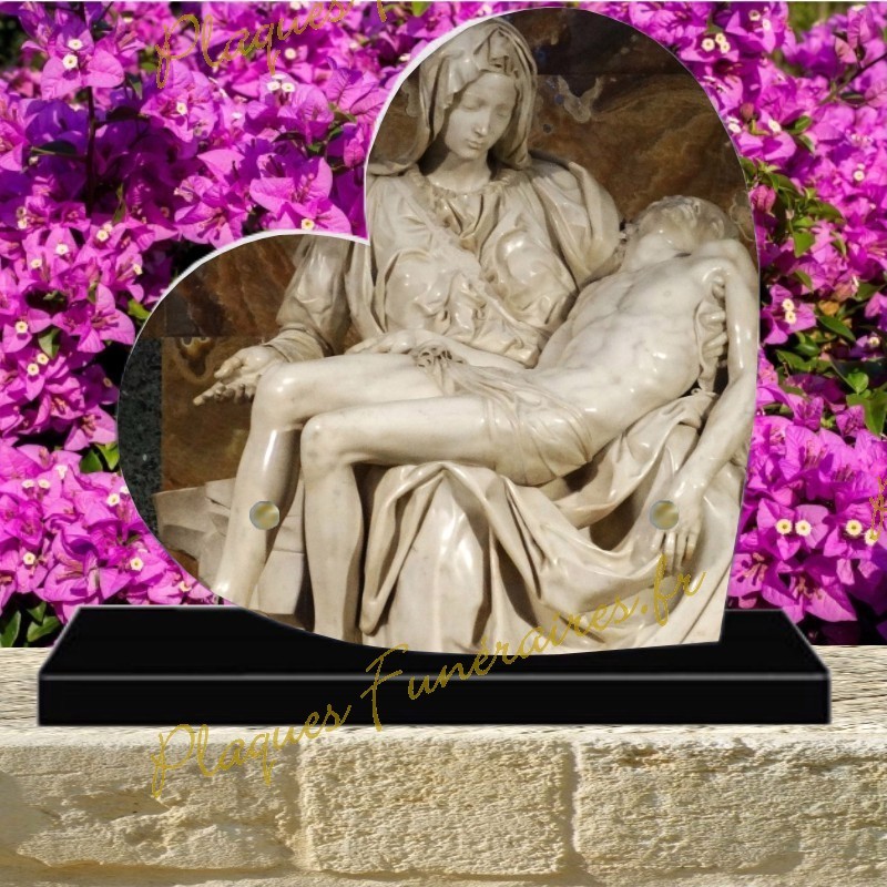 PLAQUE FUNÉRAIRE COEUR PLEXI CHRIST 00608