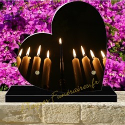 PLAQUE FUNÉRAIRE COEUR PLEXI MENORAH HANUKKAH 00609