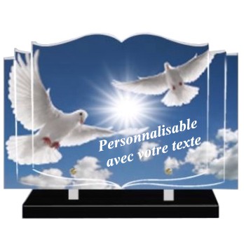 plaque funeraire livre ouvert plexi personnalisable