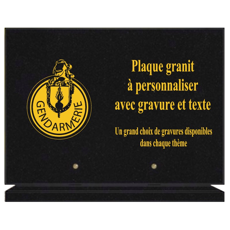 PLAQUE FUNÉRAIRE GRANIT GENDARMERIE NATIONALE