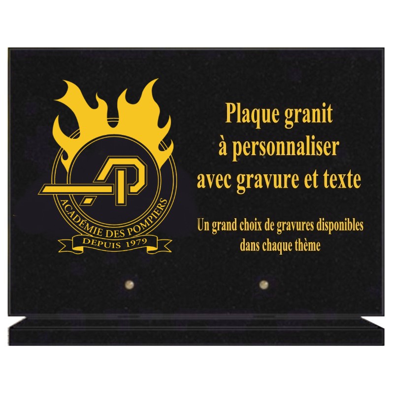 PLAQUE FUNÉRAIRE GRANIT SAPEURS POMPIERS