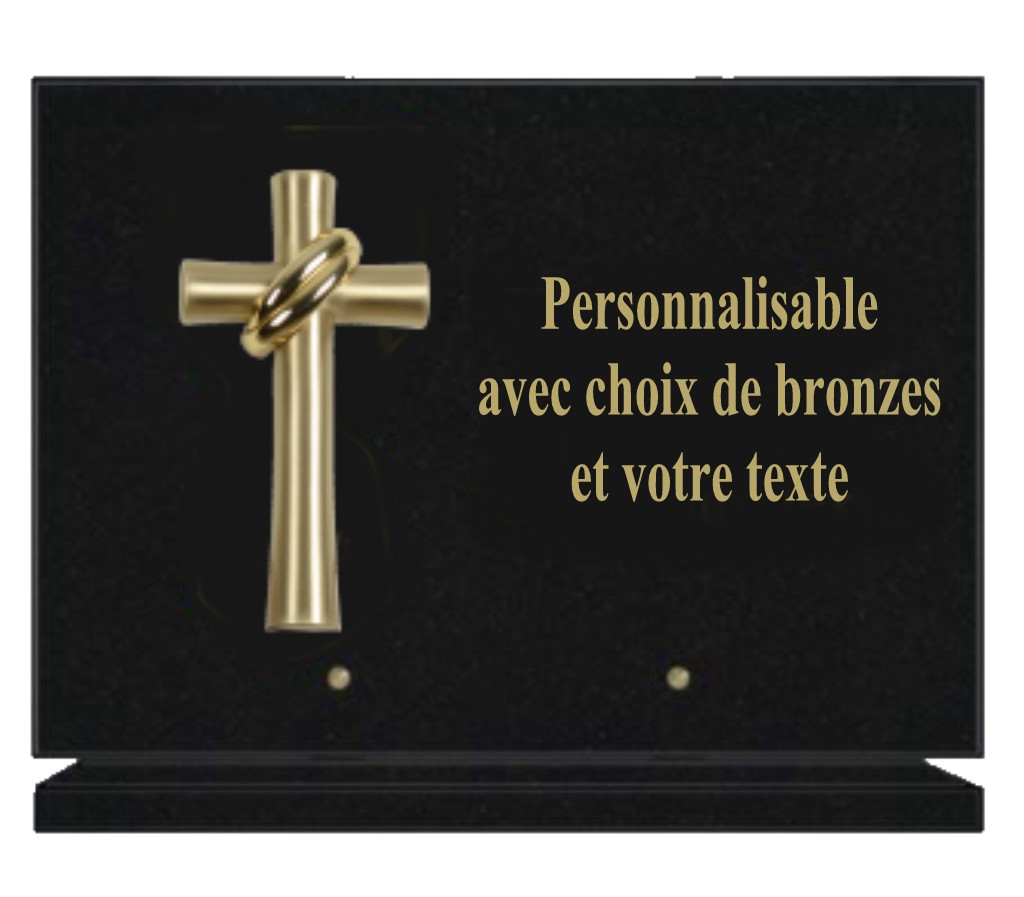 plaques funéraires granit rectangulaires personnalisées avec bronze