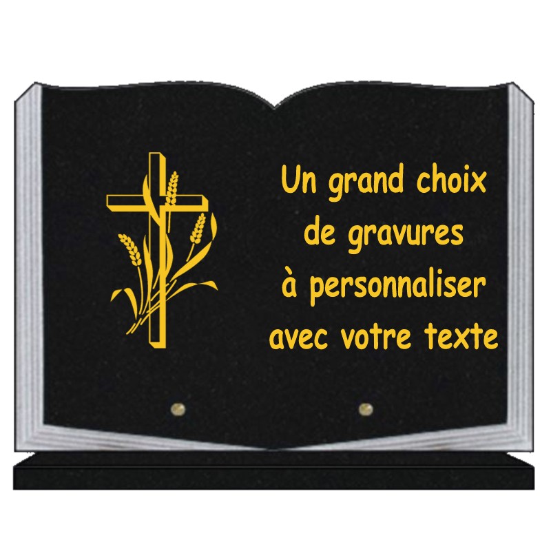 Plaque funéraire granit religion catholique