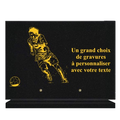 PLAQUE FUNÉRAIRE GRANIT FOOTBALL FOOTBALLEUR