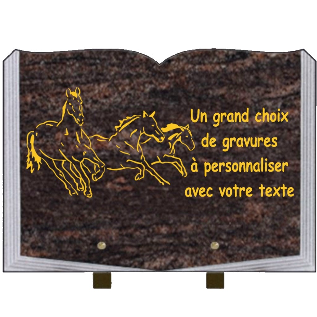 PLAQUE FUNÉRAIRE CHEVAUX